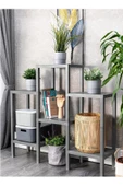Shelf Piramit 6 Lı  Gri Plastik Raf Ünitesi Çiçeklik Banyo Rafı Mutfak Organizeri, Kitaplık - 1