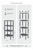 Ombeg 4 Katlı Siyah  Modüler Banyo Mutfak Balkon Salon Rafı Çiçeklik Düzenleyici Kitaplık Raf - 4