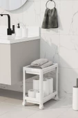 Maja Beyaz 2 Katlı Tekerlekli Banyo Havlu Rafı Dolabı Mutfak Tezgah Altı Düzenleyici Detarjanlık - 2
