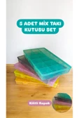 5'li Mix Şeffaf 18 Bölmeli Takı Kutusu Kuyumcu Toka Yüzük Saklama Box - 1