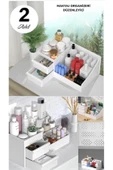 2 Adet Rose Makyaj Organizer - Çekmeceli Katlı Kozmetik Parfüm Krem Serum Düzenleyici Çok Gözlü - 3