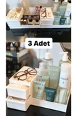 3 Adet Rose Makyaj Organizer Çekmeceli Katlı Kozmetik Parfüm Serum Düzenleyici çok gözlü Ruj Rafı - 1