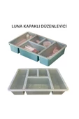 Luna Yeşil Bölmeli Çekmece Içi Düzenleyici, Kapaklı Makyaj ,takı Düzenleyici Ofis Masaüstü Organizer thumbnail 1