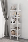 Shelf 2 Adet  6 Katlı Kitaplık Plastik Raf Ünitesi  Çiçeklik , Banyo Mutfak Rafı- Beyaz - 2