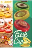3 Adet  Fresh Cup Buzdolabı Limon Elma Tazeliğini Koruyan Saklama Kabı Kokutmaz Soğan Kutusu - 1