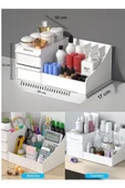 Elegance Çekmeceli Makyaj Standı Rose Kozmetik Düzenleyici Ofis Kalemlik Bölmeli Parfüm Ruj Rafı - 3