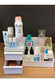 2 Adet Elegance Makyaj Ruj Oje Standı Rose Parfüm Kalemlik Masaüstü Makyaj Düzenleyici Çekmeceli Raf - 4