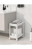 Maja Beyaz 2 Katlı Tekerlekli Banyo Havlu Rafı Dolabı Mutfak Tezgah Altı Düzenleyici Detarjanlık - 3