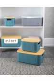 2'Li Set Storage 6 + 13 Lt Yeşil Dolap Düzenleyici Kapaklı Kutu Anaokulu Saklama Kutusu Organizer - 2