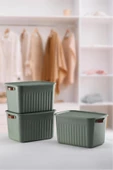 Boxsıs 3 Adet Yeşil  15 Lt  Düzenleyici Kapaklı Kutu Storage Dekoratif Dolap İçi Organizer - 2