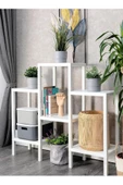 Shelf Piramit 6 Lı Beyaz Plastik Raf Ünitesi Çiçeklik, Banyo, Mutfak Rafı, Ayakkabılık, kitaplık - 1