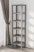Ombeg 6 Katlı Gri Modüler Banyo Mutfak Balkon Teras Salon Rafı Düzenleyici Çiçeklik Raf Ünitesi - 3