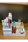 Elegance Çekmeceli Makyaj Standı Rose Kozmetik Düzenleyici Ofis Kalemlik Bölmeli Parfüm Ruj Rafı - 6