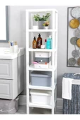 Shelf 6 Katlı Beyaz Kitaplık Plastik Raf Ünitesi Ombeg Çiçeklik Banyo Havluluk Mutfak Rafı - 2