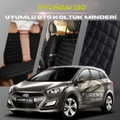 Hyundai İ30 Siyah Renk Tay Tüyü Cepli & Terletmez Sırtlı Oto Koltuk Minder Seti - Koltuk Koruma Kılıfı (ÖN & ARKA TAM SET) - 1