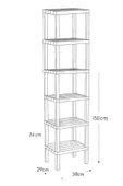 Shelf 2 Adet  6 Katlı Kitaplık Plastik Raf Ünitesi  Çiçeklik , Banyo Mutfak Rafı- Beyaz - 4