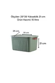 Boxsıs 3 Adet Yeşil  15 Lt  Düzenleyici Kapaklı Kutu Storage Dekoratif Dolap İçi Organizer - 3