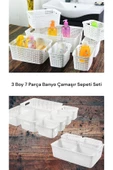 Bino 7 Parça Banyo Çamaşır Sepeti Seti - Banyo Organizer Kutu Kirli Sepeti - 1