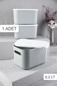 1 Adet Storage 6lt Gri Çok Amaçlı Dolap Içi Düzenleyici Kapaklı Kutu, Dekoratif Saklama Kutusu - 1
