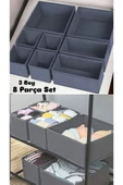 Coco 8 'li Set Çekmece Içi Düzenleyici Organizer Set Antrasit - Çorap Sütyen Şal Kumaş Kutu thumbnail 1