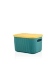 2'Li Set Storage 6 + 13 Lt Yeşil Dolap Düzenleyici Kapaklı Kutu Anaokulu Saklama Kutusu Organizer - 3