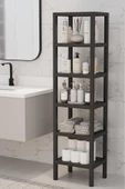 Ombeg 6 Katlı Siyah Modüler Banyo Mutfak Balkon Teras Salon Rafı Düzenleyici Çiçeklik Raf Ünitesi - 3