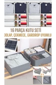 Coco 16 Parça Antrasit Dolap Içi Çekmece Düzenleyici Havlu Çorap Sütyen Saklama Kutu Seti thumbnail 1