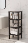 Ombeg 4 Katlı Siyah  Modüler Banyo Mutfak Balkon Salon Rafı Çiçeklik Düzenleyici Kitaplık Raf - 2