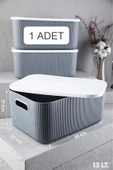 1 Adet 13,4 Lt Gri Çok Amaçlı Dolap İçi Düzenleyici Kapaklı Kutu, Oyuncak Kutusu thumbnail 1
