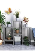 Shelf Piramit 6 Lı  Gri Plastik Raf Ünitesi Çiçeklik Banyo Rafı Mutfak Organizeri, Kitaplık - 2