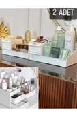 2 Adet Rose Makyaj Organizer - Çekmeceli Katlı Kozmetik Parfüm Krem Serum Düzenleyici Çok Gözlü - 1