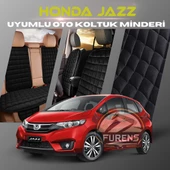 Honda Jazz Siyah Renk Tay Tüyü Cepli & Terletmez Sırtlı Oto Koltuk Minder Seti - Koltuk Koruma Kılıfı (ÖN & ARKA TAM SET) - 1
