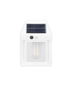 Beyaz 5W Solar / Güneş Enerjili Led Ampullü Duvar Fener Aplik 3200K - Sarı Işık - 1