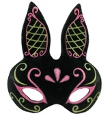 Siyah Renk Pembe Gold Simli Siyah Süet Kaplama Tavşan Maskesi 18x16 Cm thumbnail 2