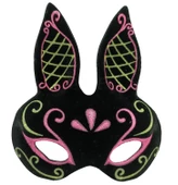 Siyah Renk Pembe Gold Simli Siyah Süet Kaplama Tavşan Maskesi 18x16 Cm thumbnail 1