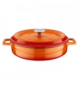 Lava Döküm Demir Trendy Çok Amaçlı Yayvan Tencere Yuvarlak Turuncu 28 Cm thumbnail 1