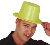 Floresan Sarı Renk Simli Uzun Fötr Melon Şapka 12 Cm thumbnail 2