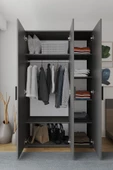 Niro 3 Kapaklı Gardrop,  Askılı ve Raflı, 120 cm - 2