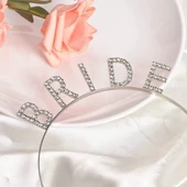 Gümüş Renk Bekarlığa Veda Kristal Taş Bride Tacı İthal 16x10 Cm thumbnail 3