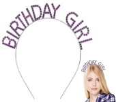 Mor Renk Kristal Taşlı Parlak Birthday Girl Yazılı Taç 16x17 Cm thumbnail 5