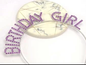 Mor Renk Kristal Taşlı Parlak Birthday Girl Yazılı Taç 16x17 Cm thumbnail 3