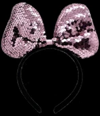 Renk Değiştiren Pullu Payetli Fiyonk Parti Tacı Pembe Gümüş Renk 20x16 Cm thumbnail 1