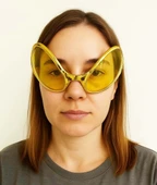 Retro Gözlük - 80 Li 90 Lı Yıllar Parti Gözlüğü Gold Renk 8x13 Cm thumbnail 2