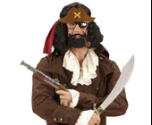 Kahve Renk Şapkalı Siyah Sakallı Lu Jack Sparrow Denizci Korsan Gözlüğü 24x25 Cm thumbnail 3