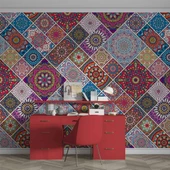 Rengarenk Çini Mandala Desenli Duvar Kağıdı - 4