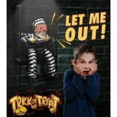 Hareketli Sesli Sensörlü Mahkum Görünümlü Kuru Kafa İskelet Dekorasyon 22x27 Cm thumbnail 4