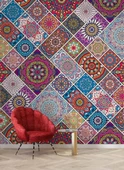 Rengarenk Çini Mandala Desenli Duvar Kağıdı - 6