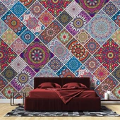 Rengarenk Çini Mandala Desenli Duvar Kağıdı - 2