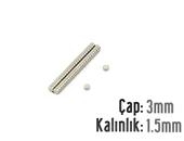 Neodyum Mıknatıs Silindir Çap 3mm , Kalınlık 1.5mm   ( 30 Adet) - 1