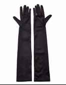 Siyah Renk Likralı Dirseğe Kadar Uzun Kumaş Eldiven 40 Cm thumbnail 4